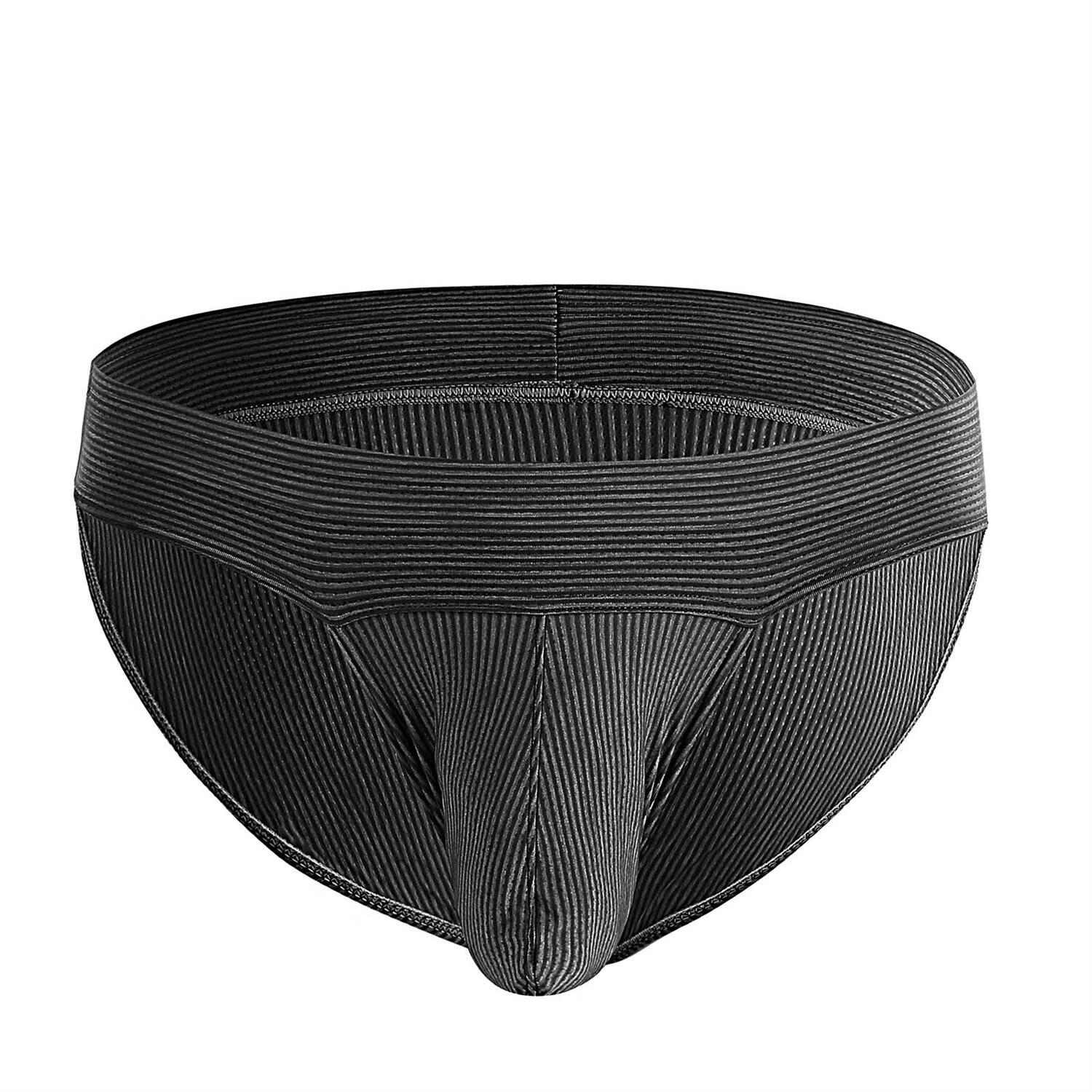 欧美男士高叉透气网孔三角裤大码条纹舒适内裤跨境 黑色 s(详细尺码见