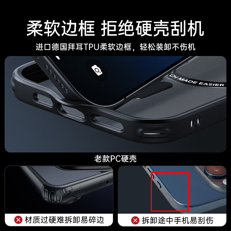 亿色【安全无铅认证】适用iphone16promax手机壳苹果15promax保护壳16/15系列Magsafe磁吸充电防摔防刮 【磨砂黑】磁吸壳+钢化膜 苹果15ProMax