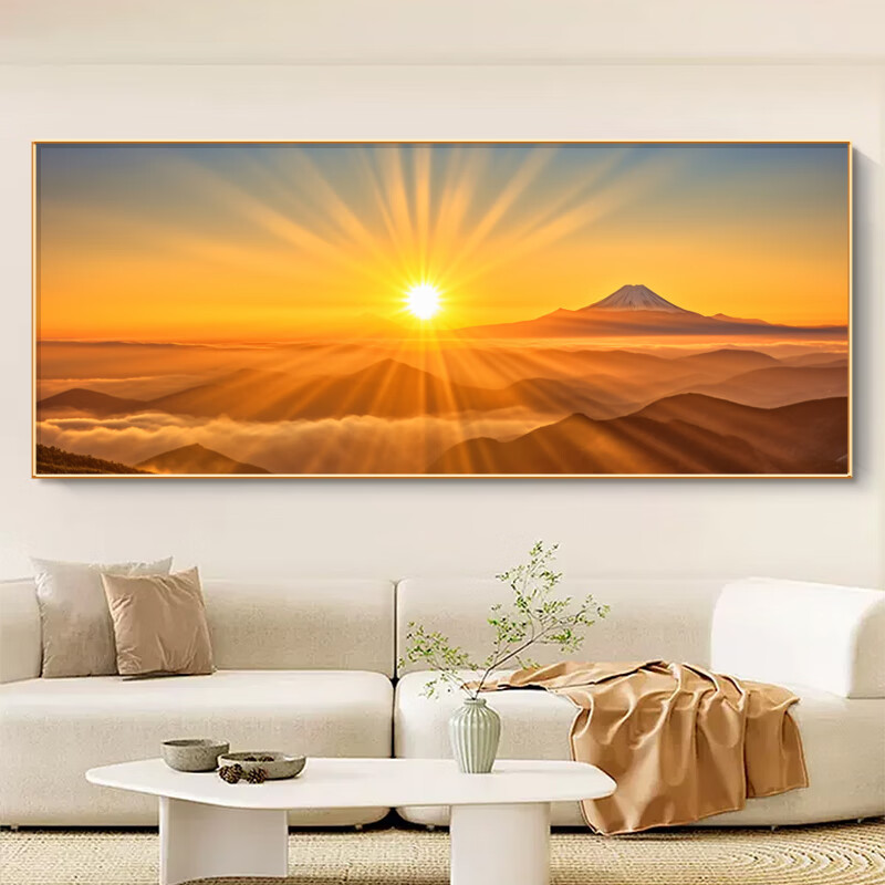 雅居日出东方挂画旭日东升装饰画客厅大厅沙发背景墙卧室床头太阳壁画