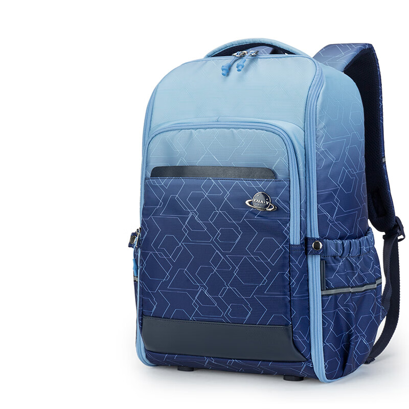 卡拉羊中学生书包男女一体式可打开初高中生减负背包旅行出游双肩包 藏青科幻【抑菌里布】