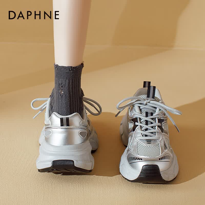 达芙妮厚底老爹鞋女2026夏季新款小个子增高百搭休闲鞋复古运动女鞋