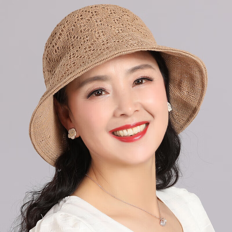 浪蔷老太太夏季单层帽子渔夫帽女士韩版中年妈妈夏盆帽老年人夏女式遮