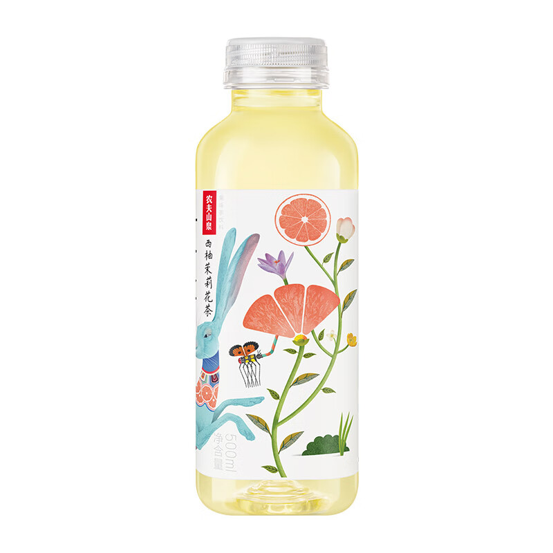 农夫山泉 茶π（茶派）茶饮料 西柚茉莉花茶500ml*15瓶 整箱装年货