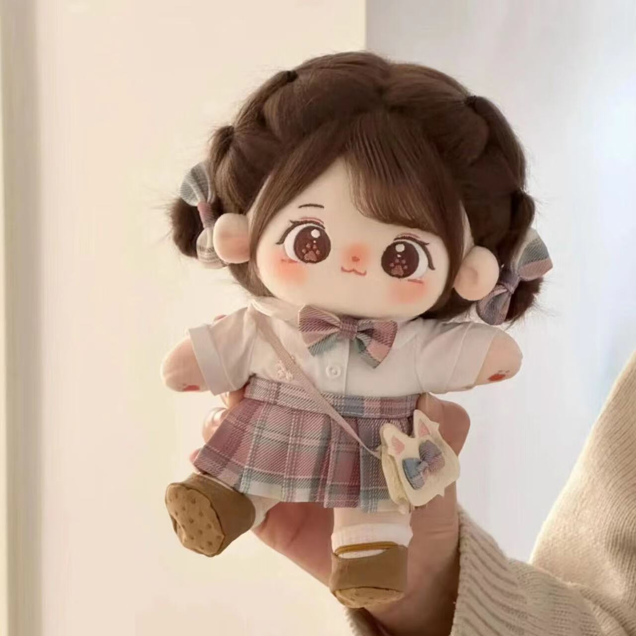 张晟凯玩具妙妙棉花娃娃正版20cm可换装娃衣有骨架毛绒公仔人形玩偶女生礼物 妙妙+蝴蝶满满 有骨
