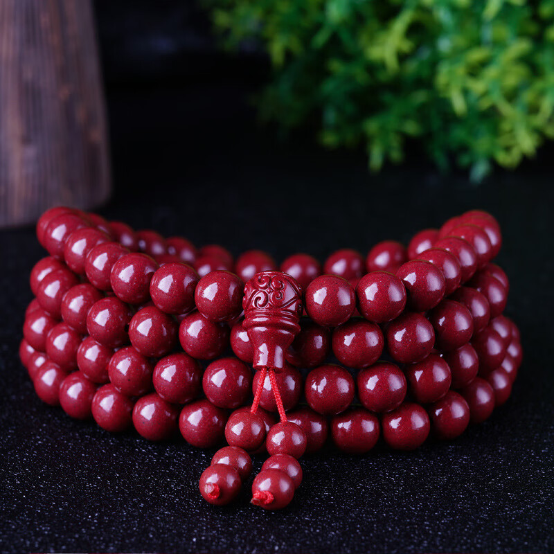 侯爷高纯度精品新款一物一图紫金朱砂原矿手串108颗念珠男女款手链