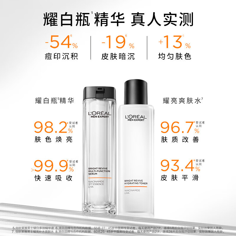 欧莱雅（LOREAL）男士美白水精华液护肤套烟酰胺377提亮护肤品生日礼物送男友