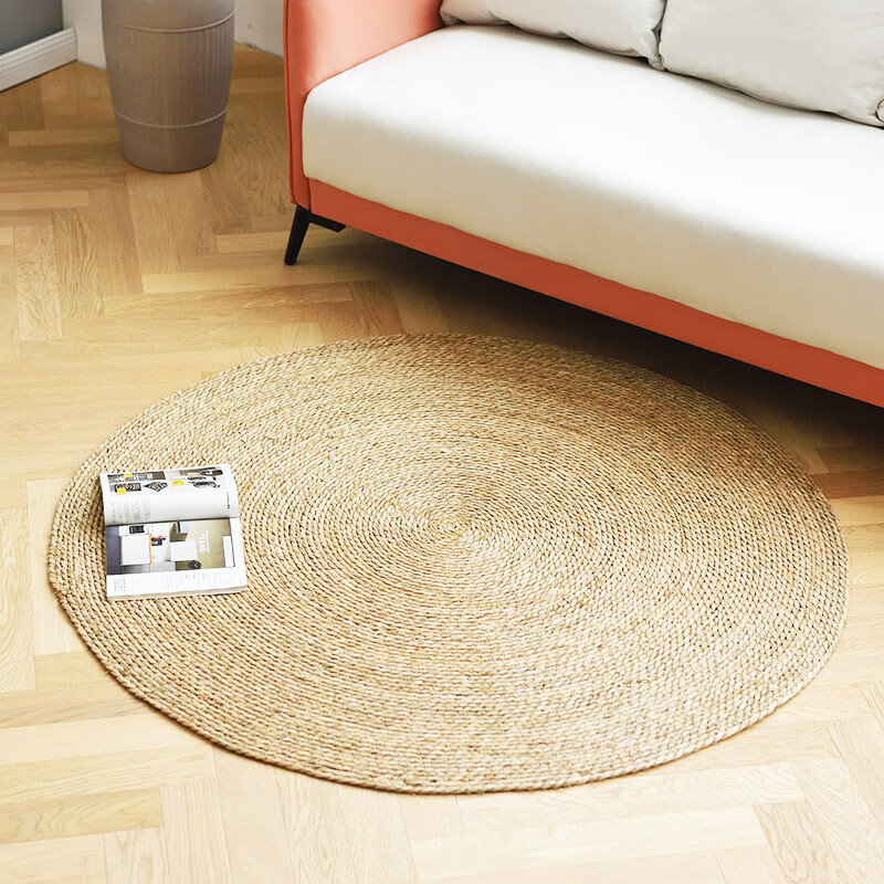 藤编凉席地毯草编地垫卧室圆形客厅日式茶几手工水草织服装店拍照