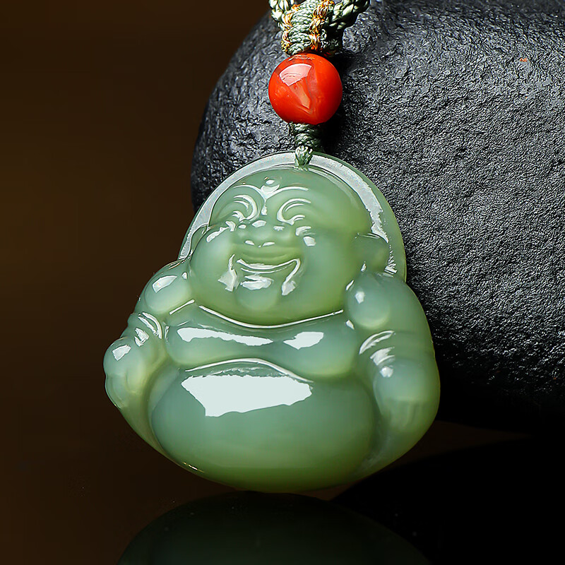 净心石 和田玉吊坠 女款大肚弥勒佛玉坠 附证书 大肚佛
