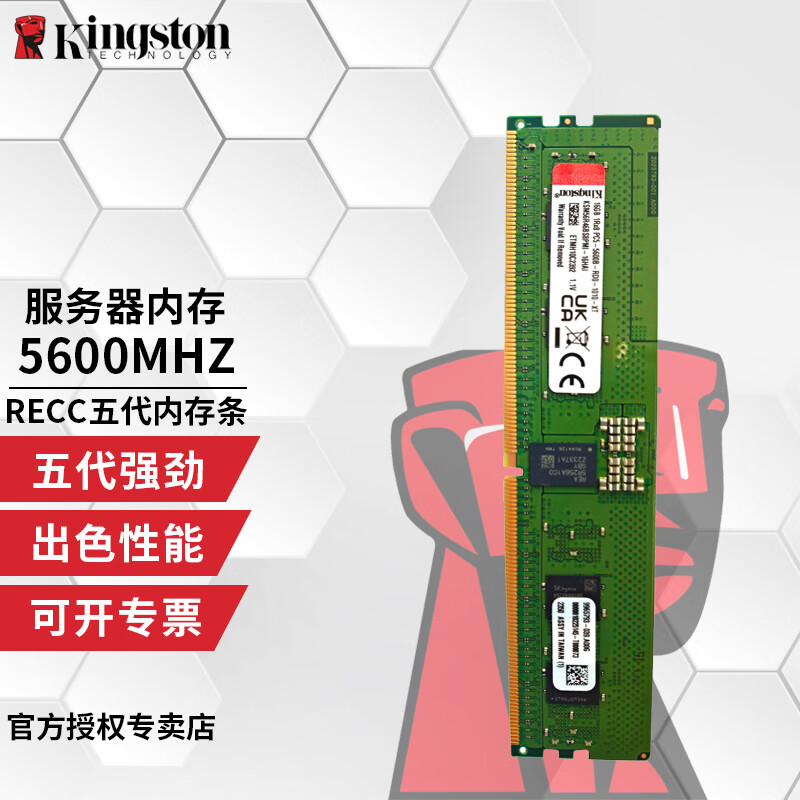 金士顿服务器内存条DDR5  5600 RECC REG RDIMM五代工作站内存条 金士顿服务器内存条DDR5 5600 16GB 1条