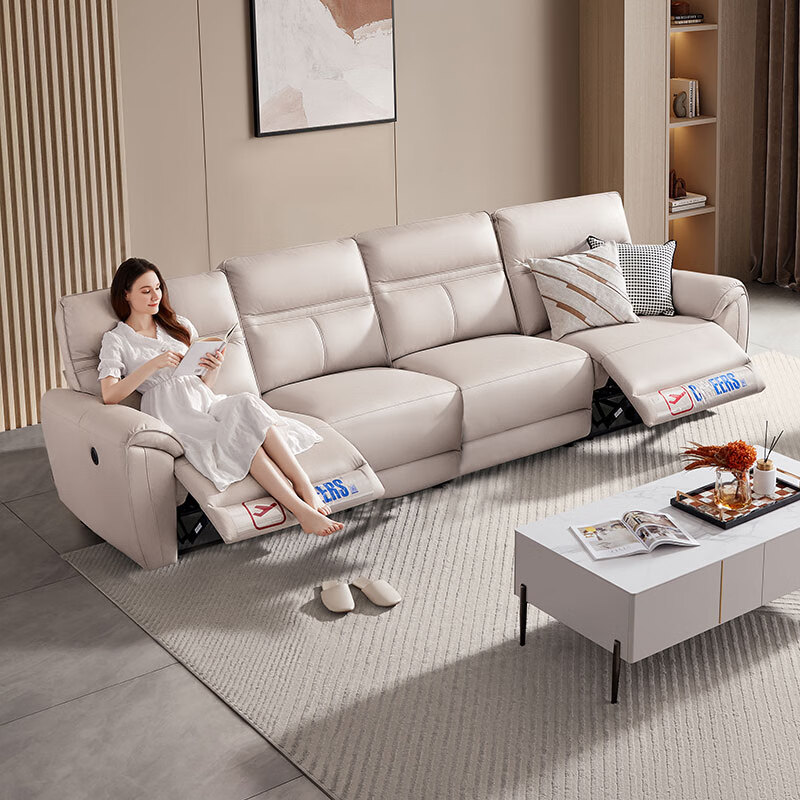 芝华仕（CHEERS）头等舱科技布艺沙发奶油风轻奢功能客厅家具芝华士11217 四人白