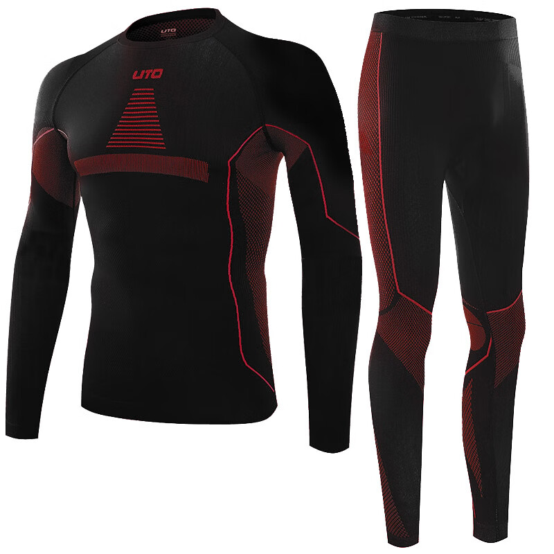 悠途（UTO） 户外功能内衣保暖排汗透气紧身压缩运动登山滑雪速干衣套装 男款黑酒红（助能升级款） 3XL 京东折扣/优惠券