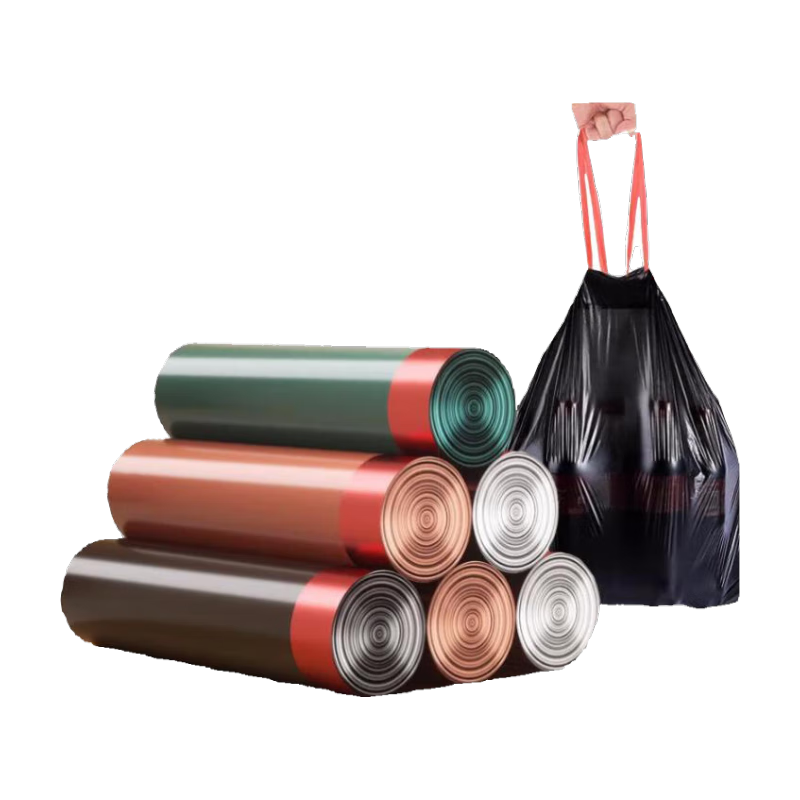 【销量100万+】家用办公垃圾袋加厚加大点断易撕45*45CM 京东物流 抽绳垃圾袋【100只】美拉德混色