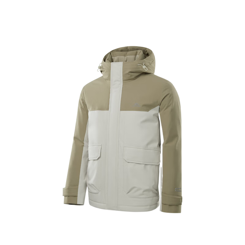 海澜之家（HLA）羽绒服男冬季运动sportsday连帽三防石墨烯蓄热外套男冬季 绿灰镶拼9G L 175/92A推荐137~150斤