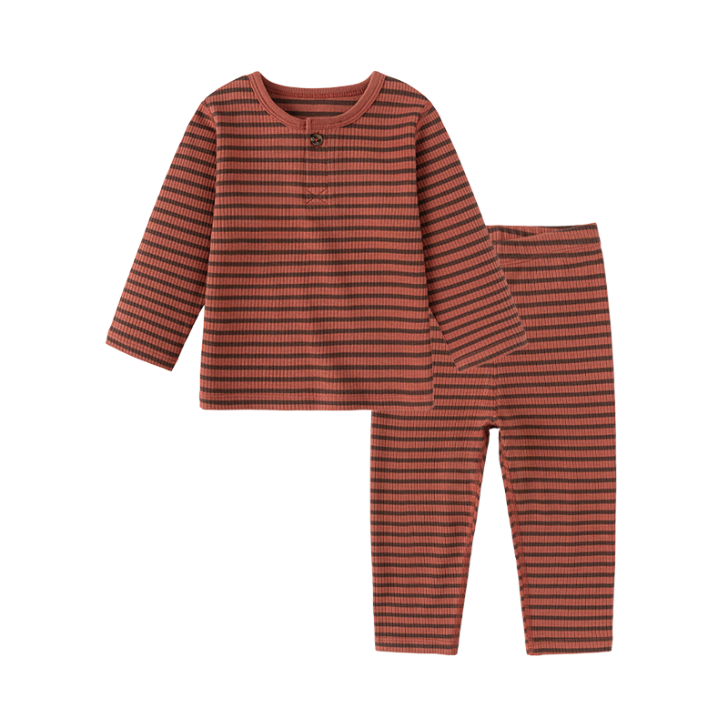 babylove嬰幼兒分體套裝春秋款家居服套裝寶寶保暖內(nèi)衣套裝睡衣條紋