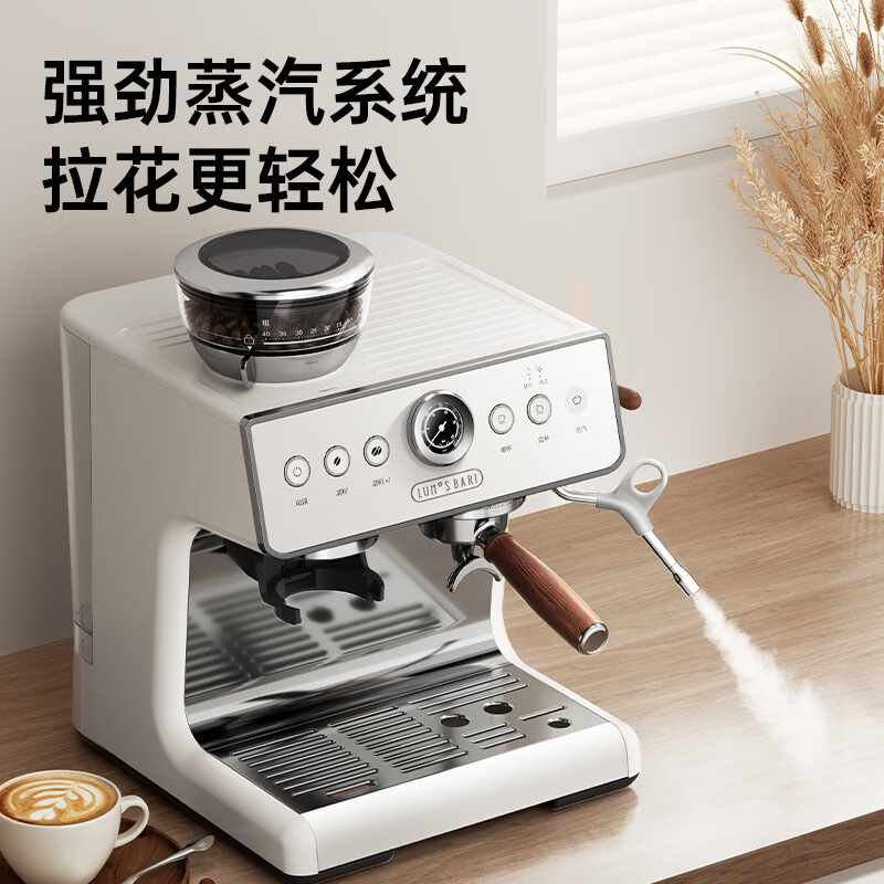 露茉Solar意式半自动咖啡机家用萃取奶泡机研磨一体机 可视压力显示 送礼物女生 意式研磨一体咖啡机Solar 365天以换代修5年质保 京仓速发