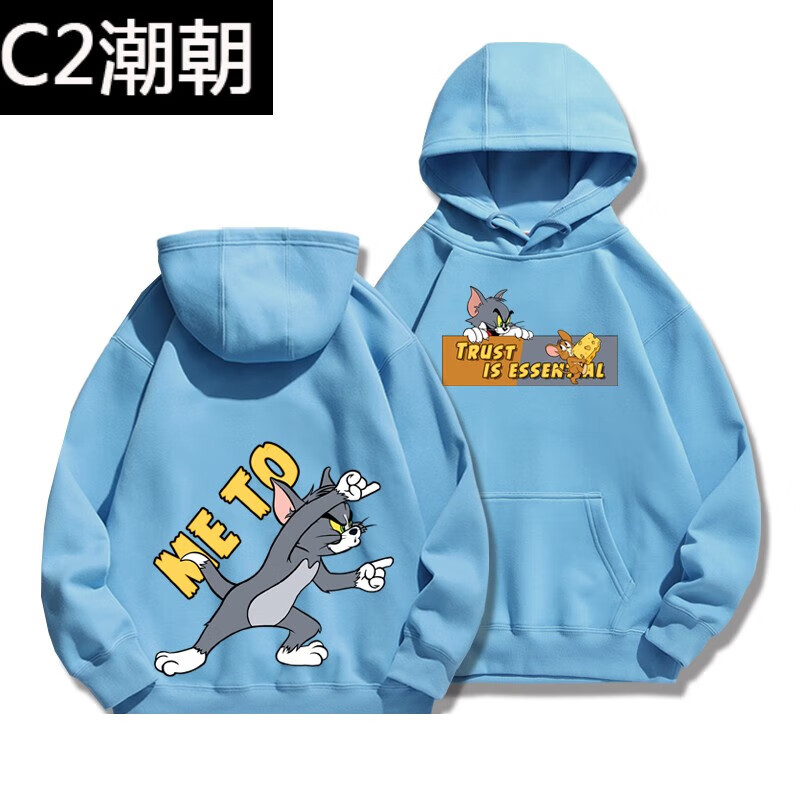 c2潮朝(chaochao)猫和老鼠短袖加绒加厚卫衣男秋冬厚款连帽衣服卡通