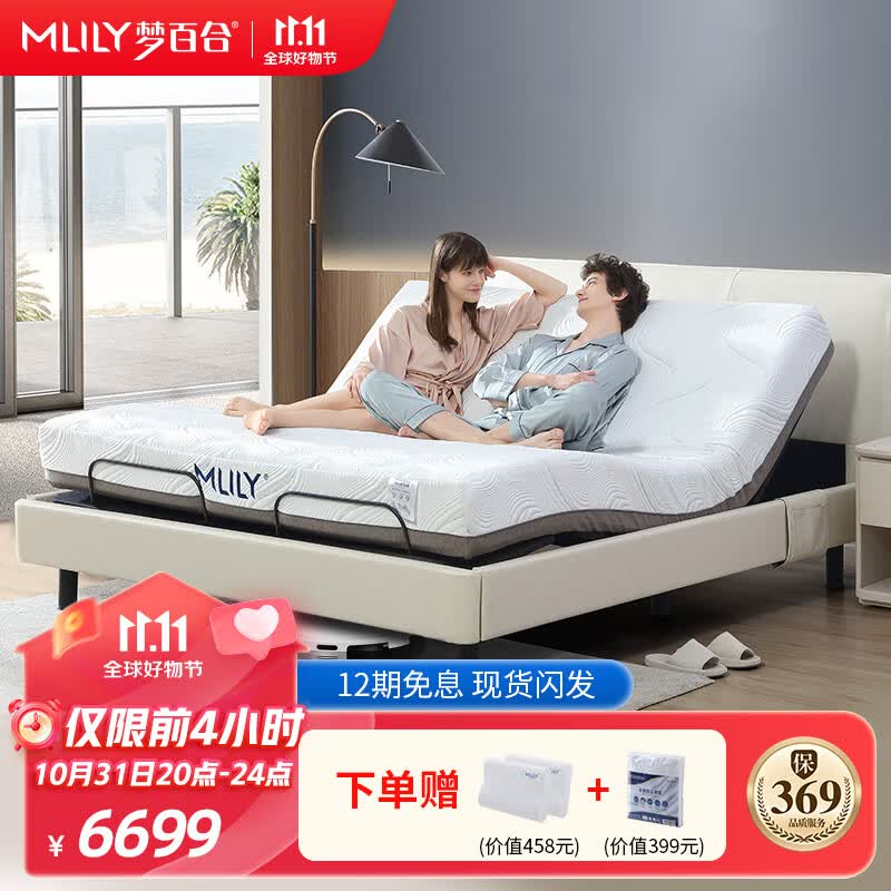 梦百合床 电动可升降主卧皮床现代简约双人床  智能0压床M2 180*200cm怎么看?