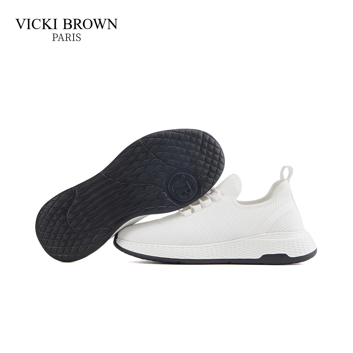 VICKI BROWN法国品牌VB男鞋【健走系列】通勤防滑户外休闲鞋男舒适透气网面鞋 白色 39