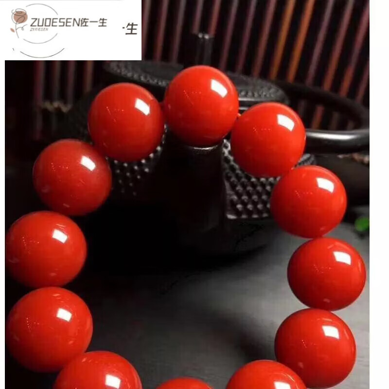 0保山樱桃红柿子红满色满肉保山玛瑙手链单圈本命红 精品6mm收藏级别