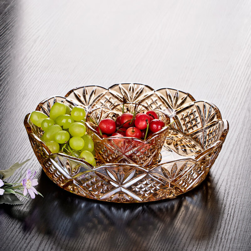 雅漫庭(yamanting)轻奢高端水果盘家用客厅2023新款欧式水晶玻璃花边