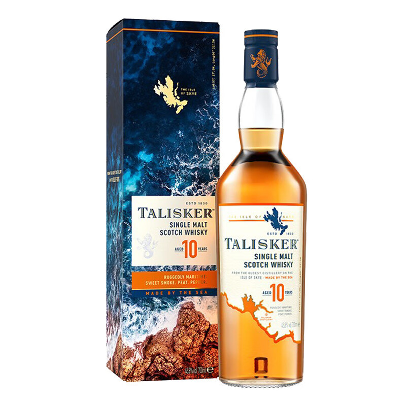 泰斯卡全球直采 泰斯卡 Talisker 单一麦芽苏格兰威士忌洋酒 岛屿区 泰斯卡10年700mL1瓶