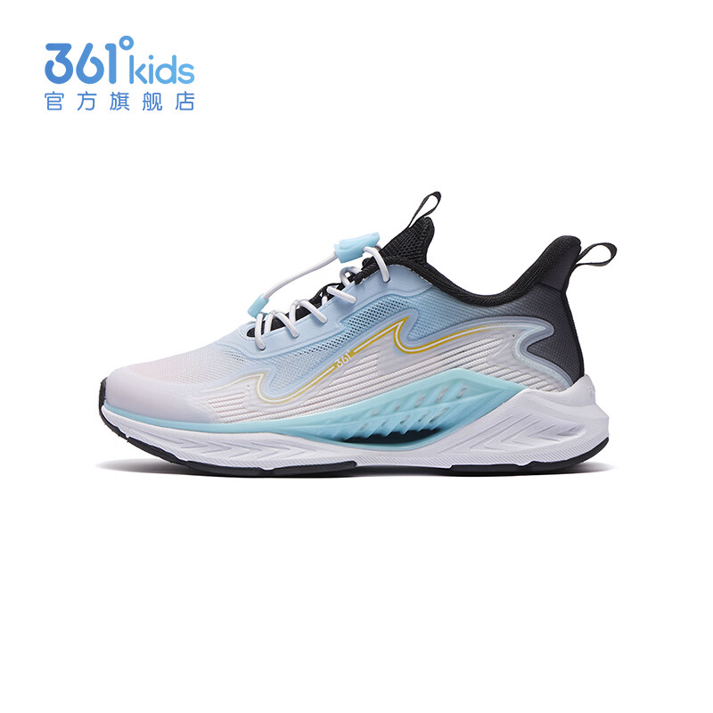 361°【风透3.0】童鞋男女童运动跑鞋春夏季中大童鞋子透气抽绳跑鞋 361度白/晴空蓝色/碳黑 41