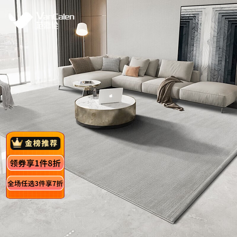 范嘉伦地毯客厅现代简约北欧家用茶几毯卧室毯灰色线条可定制 镜凡-A 2.4米×3.4米