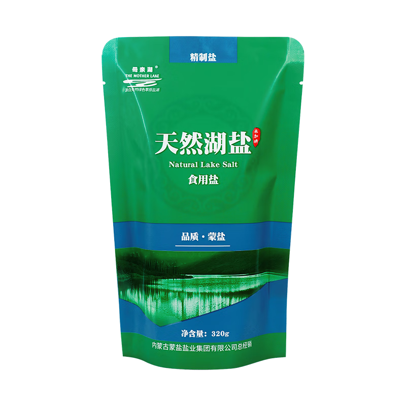 母亲湖天然湖盐未加碘未加抗结剂 家用食用盐 320g*1袋源自内蒙古 