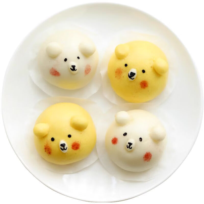 金六洲可爱紫薯小熊包子卡通果蔬馒头宝宝面点儿童早餐纯手工蒸煮健康