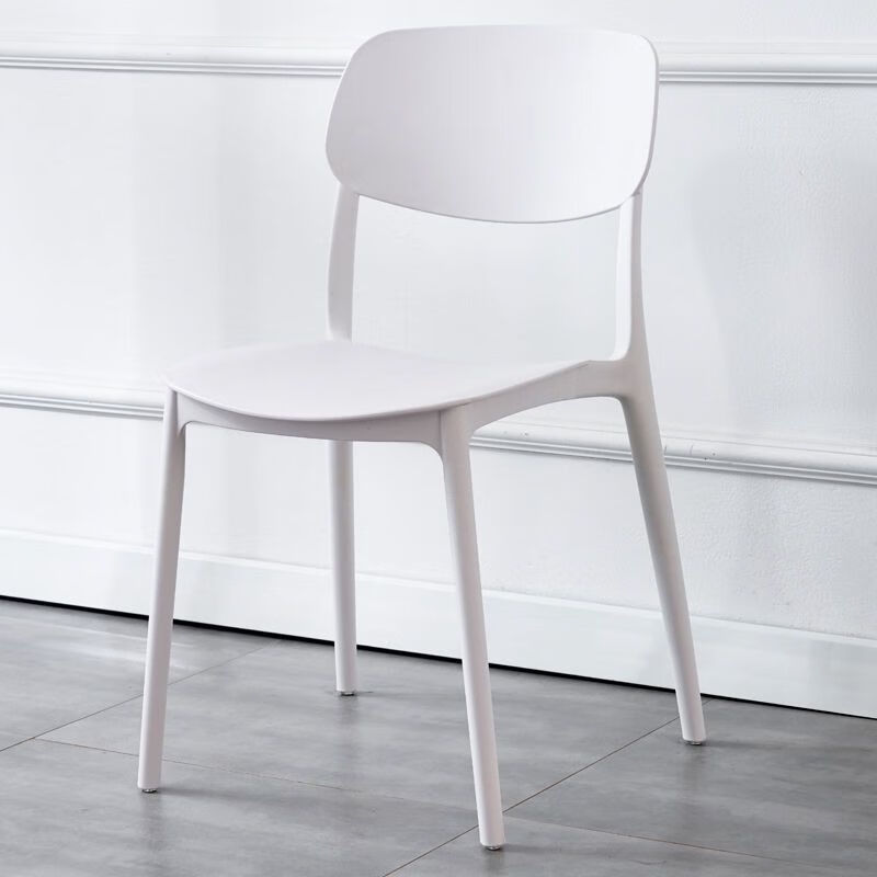 睿亚塑料椅子靠背餐椅家用凳子成人加厚餐厅吃饭休闲椅叠放简易餐桌椅 皎月白-塑料一体成型