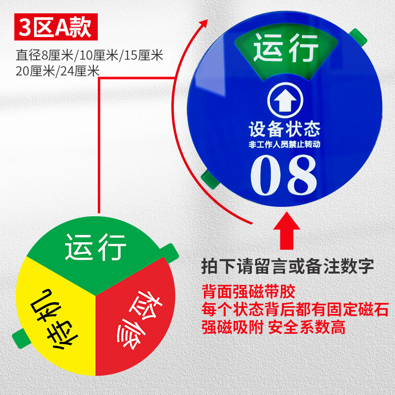 匠兹亚克力圆形仪器序号卡设备状态管理标识牌旋转机床号码标识牌机器