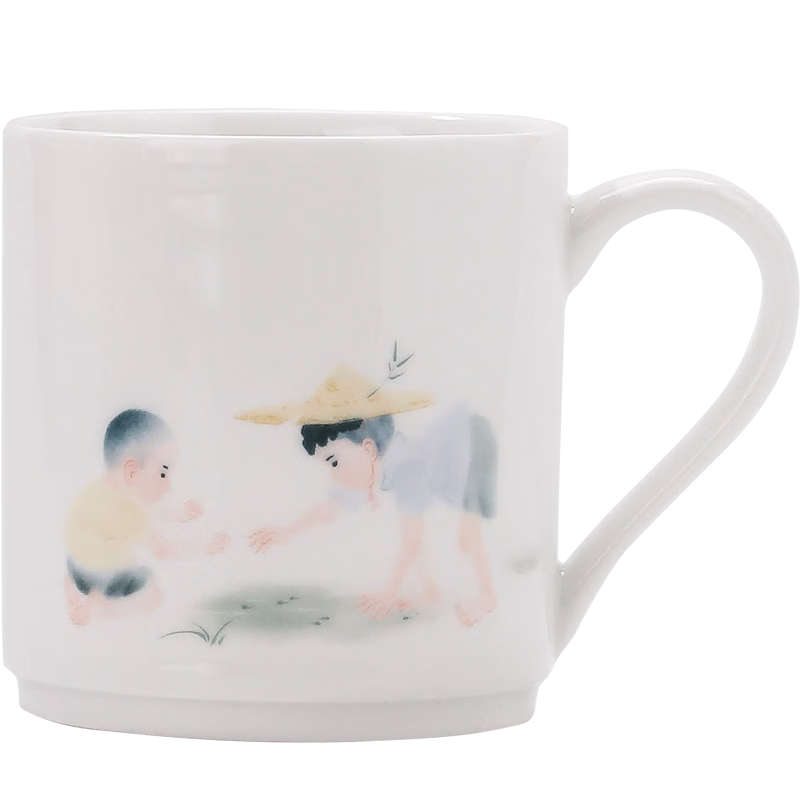 景德鎮(zhèn)官方釉中貼花陶瓷家用兒童水杯創(chuàng)意馬克杯高溫白瓷生日禮物送禮 童趣馬克杯-夏至 1個(gè) 280ml