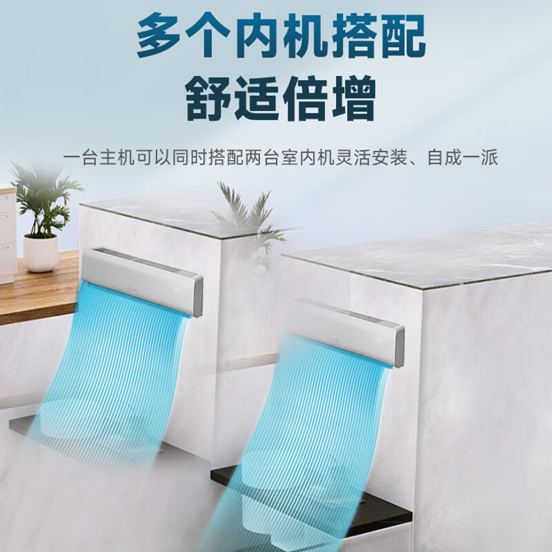 创维（Skyworth）家用中央空调2匹一拖二变频壁挂机多联机风管机新能效家用商用LOFT公寓精装房多组管 大2匹 二级能效 一拖2【包安装】