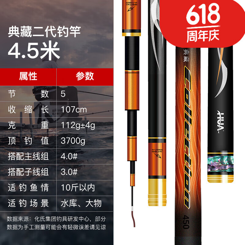 化氏官方旗舰店龙纹鲤典藏二代 大物杆台钓竿鱼竿超硬青鱼鲤鱼竿高碳