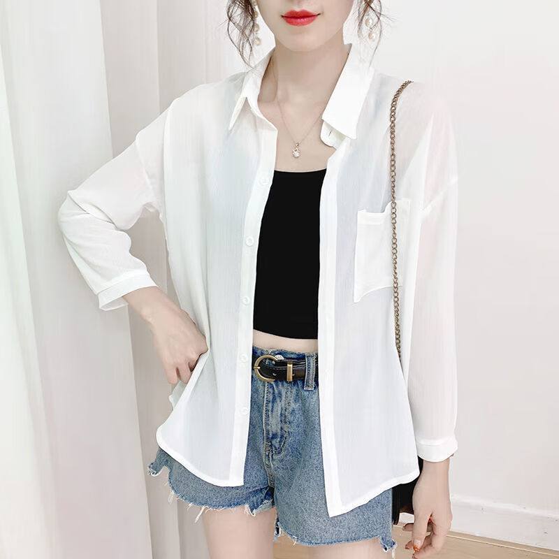 澤萬邦秋季氣質(zhì)雪紡襯衫職業(yè)女裝秋裝2025年上衣長(zhǎng)袖小衫襯衣 白色長(zhǎng)款雪紡 S 85-斤