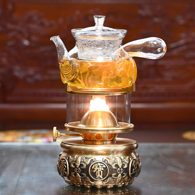 郦狼空气灯茶炉新款煤油灯空气灯烧水煮茶炉纯黄铜活火茶灯复古潮汕