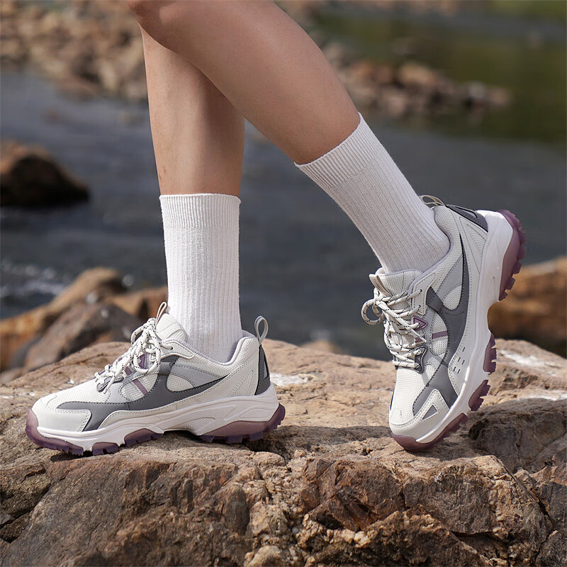 探路者（TOREAD）官方正品促徒步鞋男春秋新款户外登山越野防滑轻量耐磨增高运动鞋 汽灰紫色-女款-TFAABM92718 36