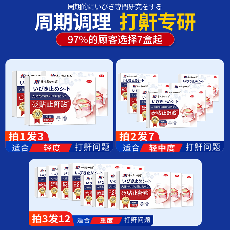 川井打呼噜止鼾神器打呼噜男士重度打鼾专用神器隔音日本进口医疗器械 买3送2【疗程装】-店家主推