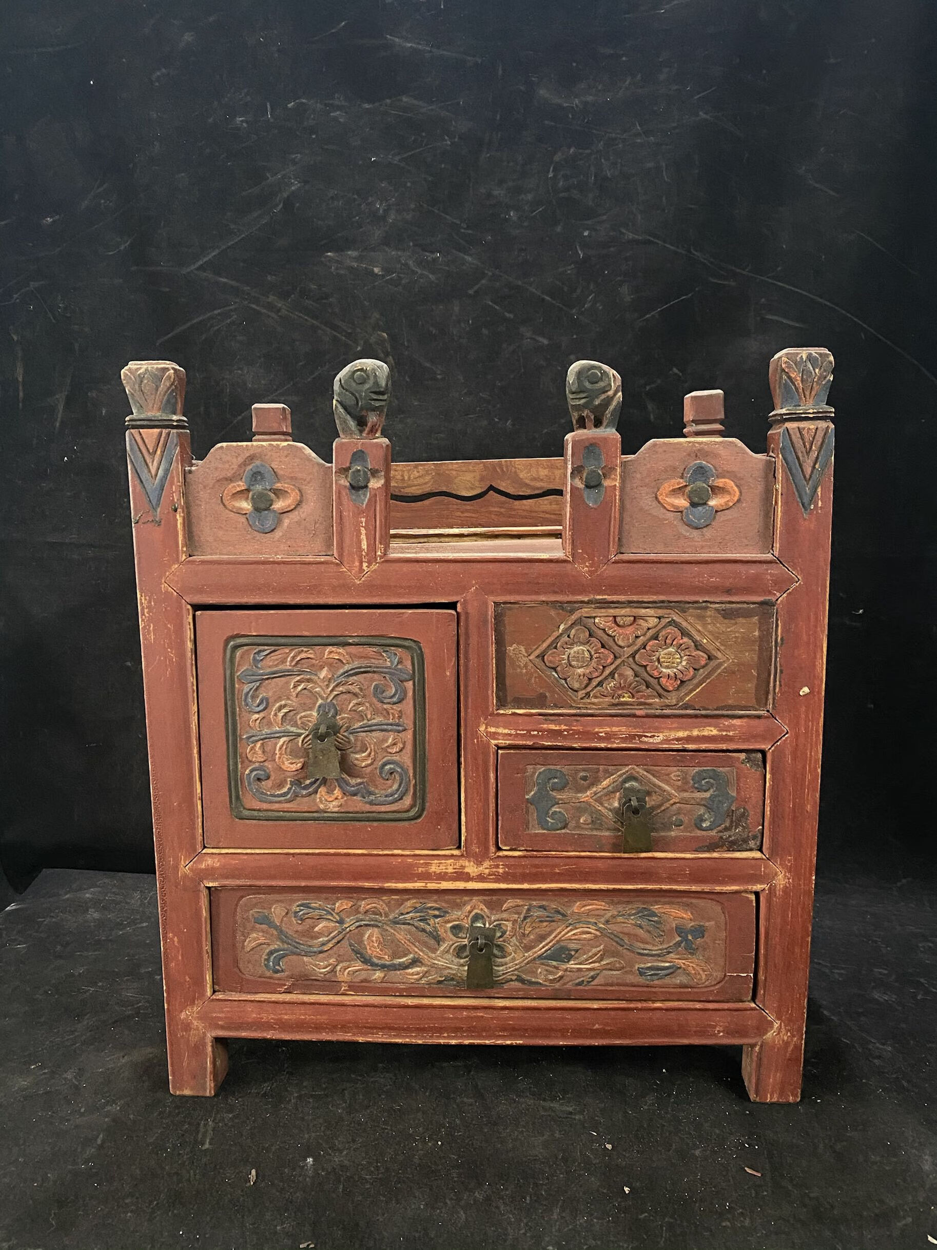 清代卷草纹四抽盒子 摆件摆设古玩古董收藏