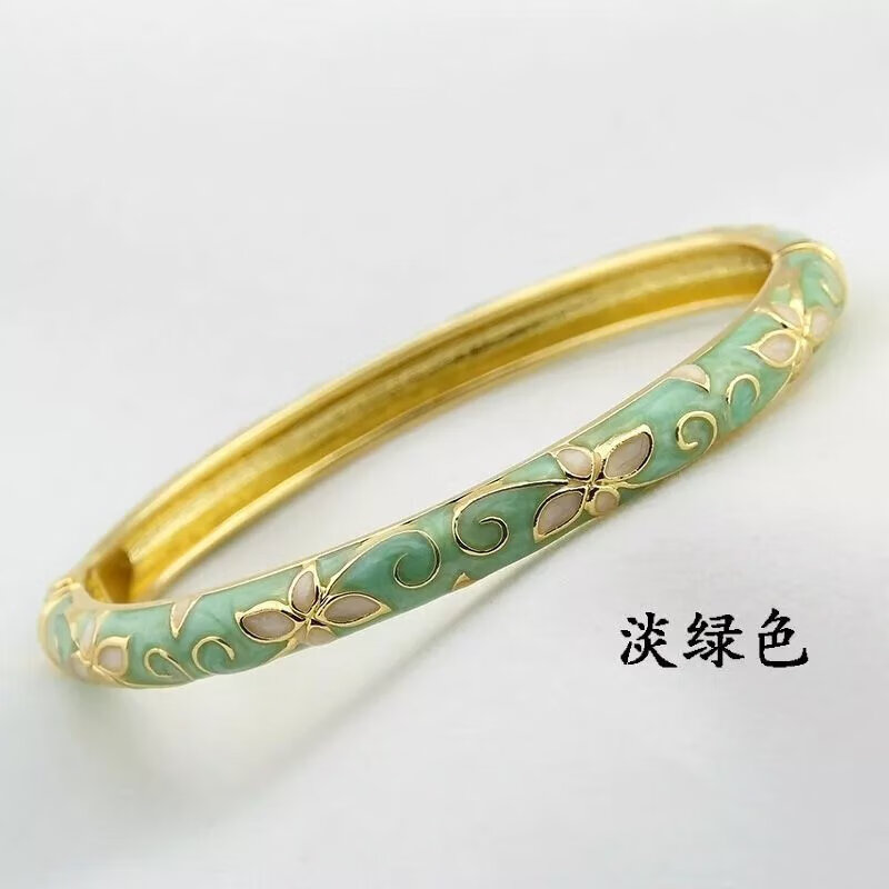 周玉匠【】景泰蓝手镯jtf北京珐琅细圈女子掐丝椭圆配饰弹簧简约幸运