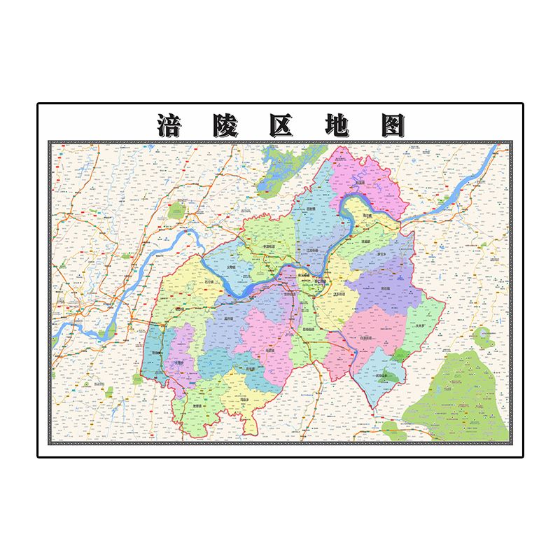 涪陵区地图1.1米重庆市高清新版客厅办公室会议书房贴画装饰画 覆膜