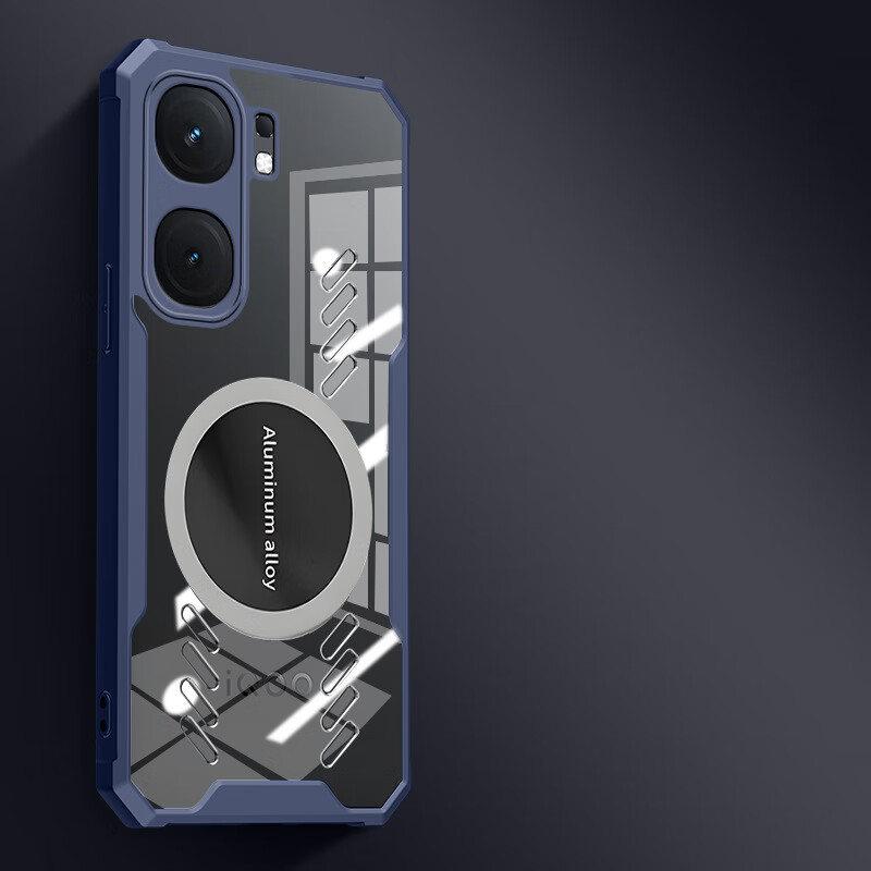 散热手机壳适用vivoiQOOneo9气囊防摔iQOO10石墨烯散热保护套壳磁 蓝色【气囊防摔散热】（1个装） iQOO8