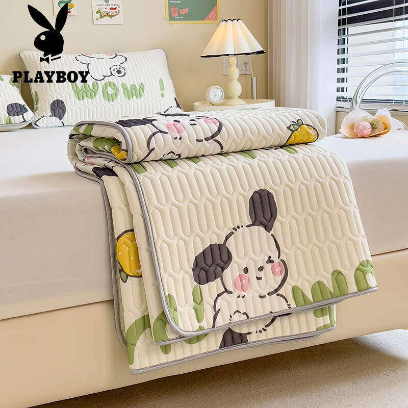 花花公子(playboy)冰丝乳胶凉席三件套家用软席子1.