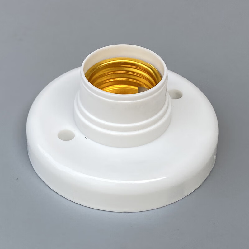 明装家用e27螺口灯座灯头led灯泡底座大螺蚊带开关插头86型灯座 圆形