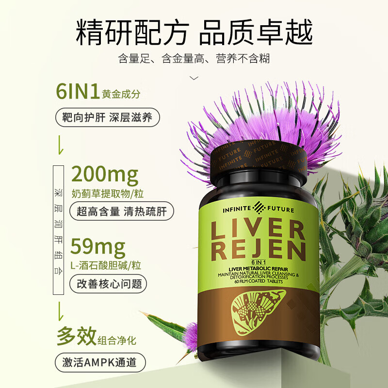 INFINITE FUTURE无限未来IF奶蓟草成人护肝肝立复净肝片护肝片60粒 2瓶