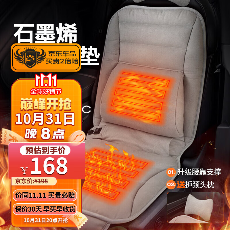 梦选汽车加热坐垫冬季车载12V电加热座套冬天背靠一体座垫发热座椅套使用感如何?