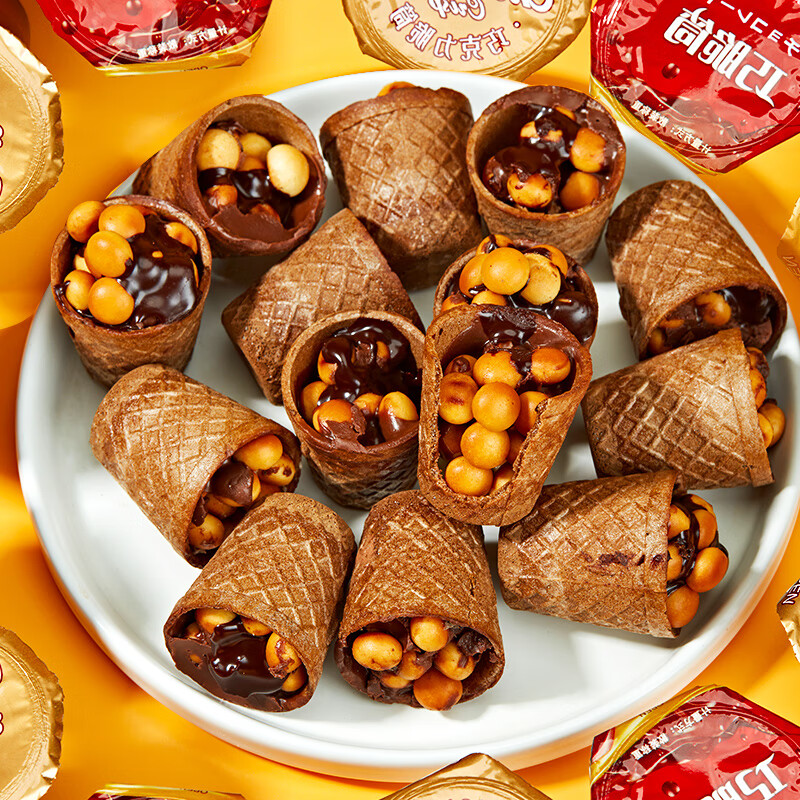 不多言240杯/巧克力脆脆杯夹心饼干脆筒儿童小零食桶装(代可可脂) 巧克力脆脆杯【24杯/240g】