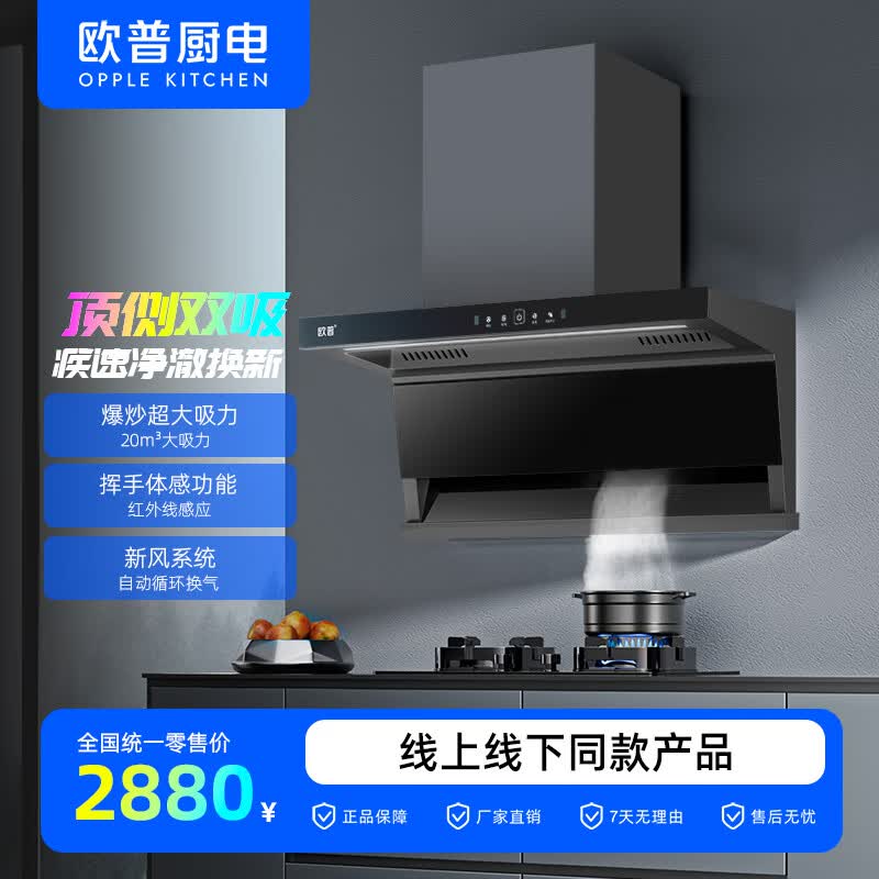 欧普照明（OPPLE）一级能效/顶侧双吸/新风系统/油烟机CXW-328-YQ131 黑色