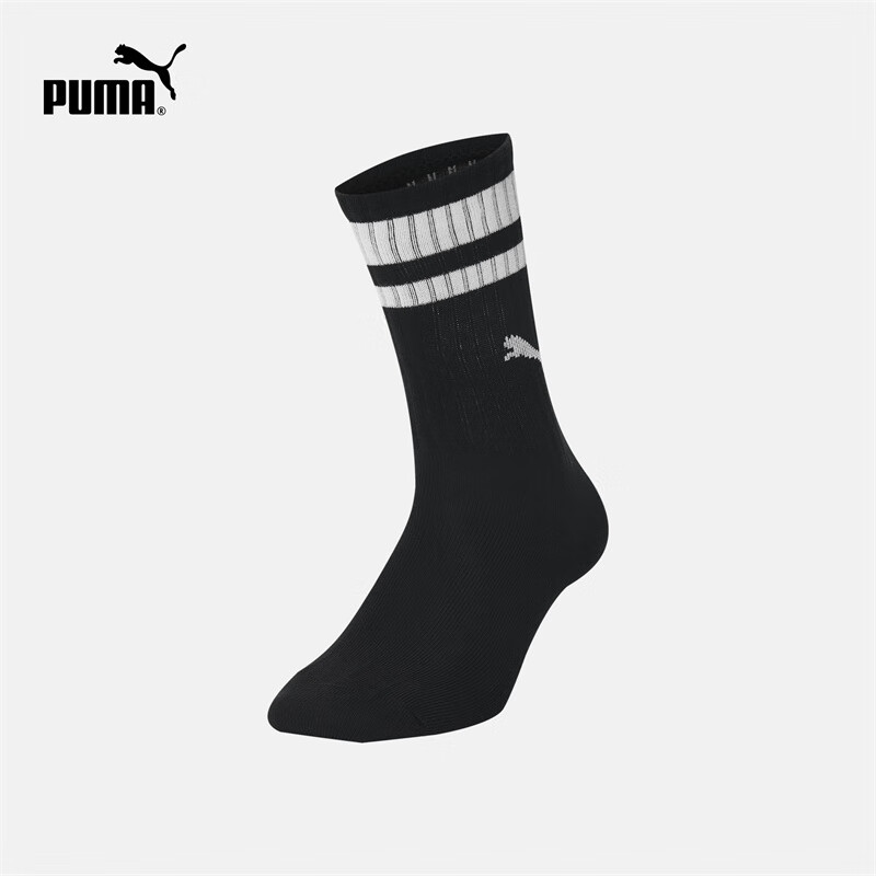 彪马（PUMA）吸汗透气篮球跑步训练1双棉袜中袜男女运动袜907012 黑色-02 EU:35-38 规格:21-22