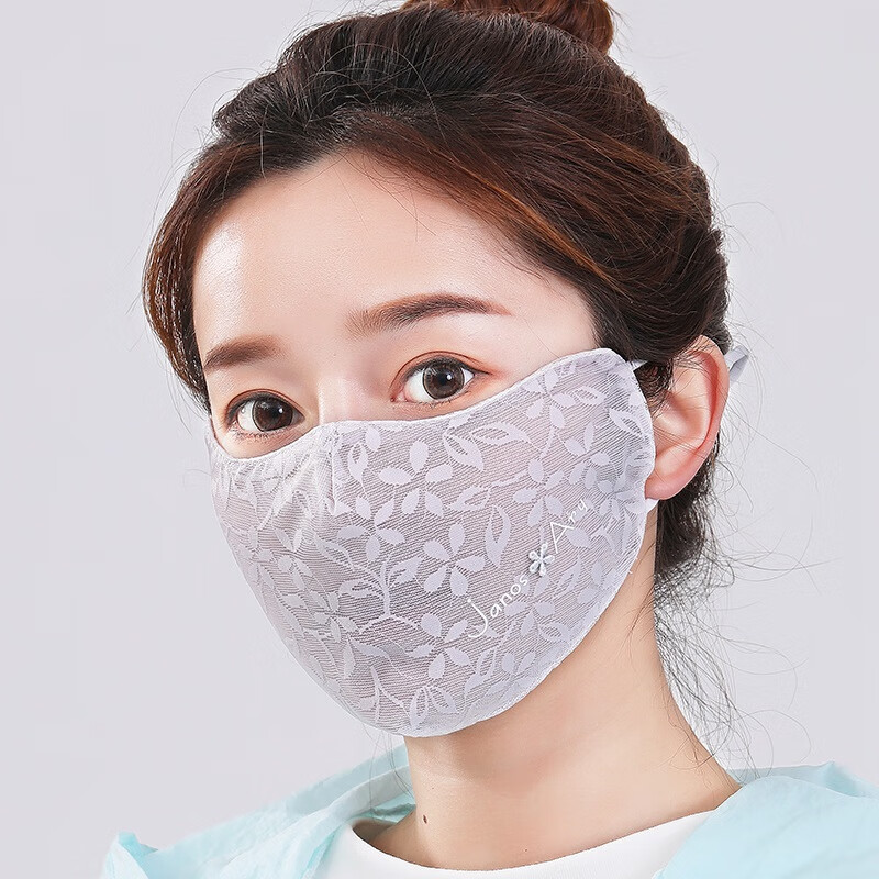 夏季薄款冰丝降温防晒口罩防紫外线高颜值口罩遮全脸面纱女冰丝防 冰丝janos水蓝